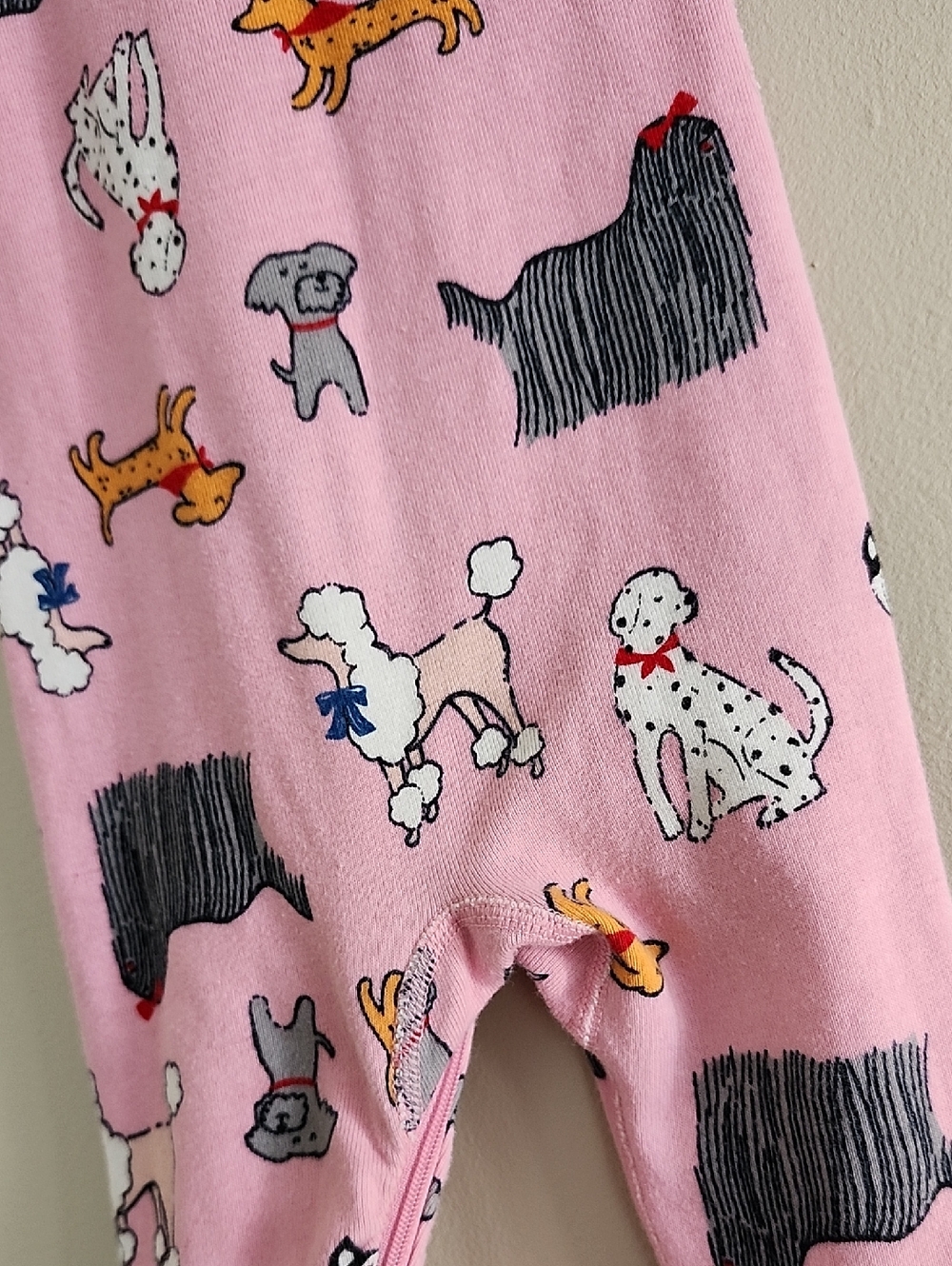 Hanna Andersson Pink Dog-Print One-Piece Romper Pajamas , 12-18M - Picture 6 of 9